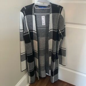 Black and White Plaid Cardigan